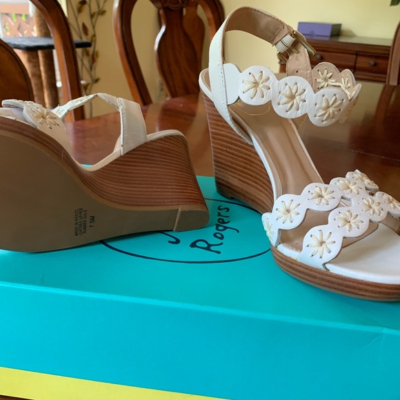 Jack Rogers Sutton Summer White Leather Wedges U.S. 7.5 Brand New in Box - Picture 3 of 8